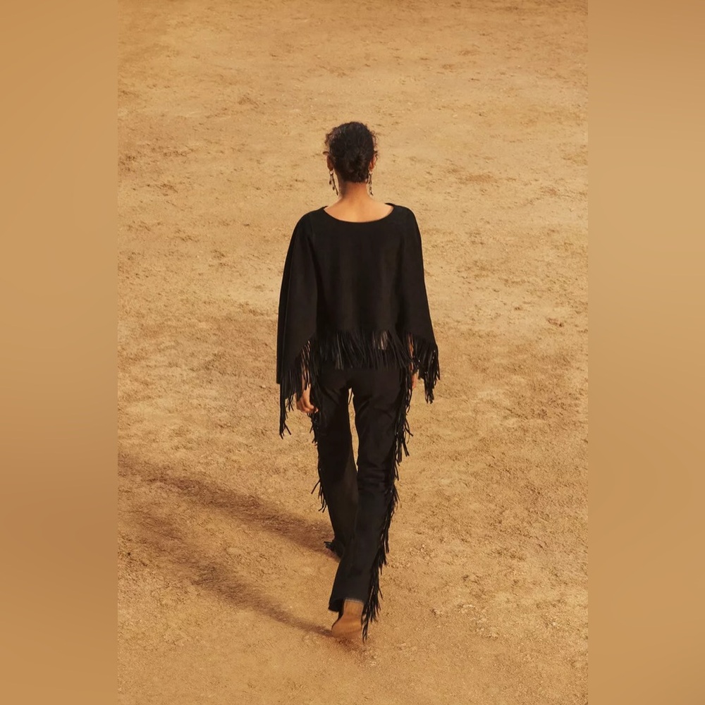 NWT ZARA LIMITED EDITION 100% SUEDE FRINGE PANTS - Picture 3 of 8